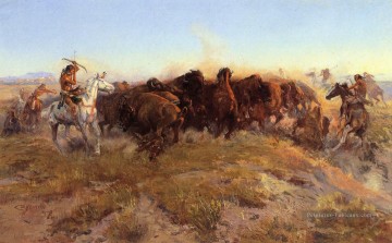 Le cowboy Surround Charles Marion Russell Indiana Peinture à l'huile